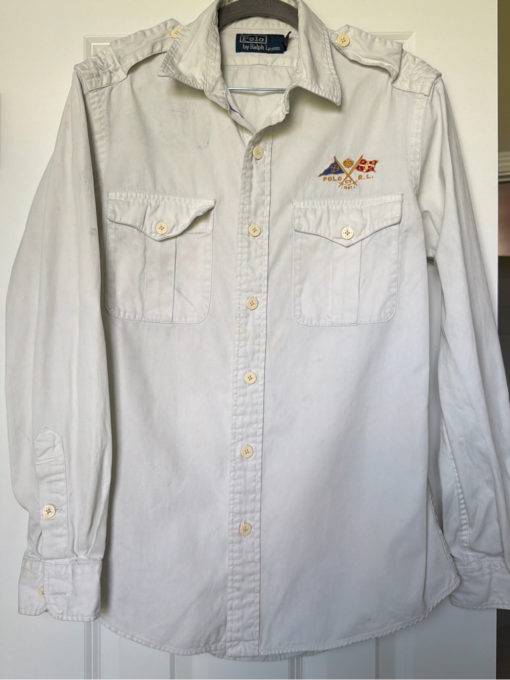 Polo by Ralph Lauren White Shirt with Navy Brand Label
